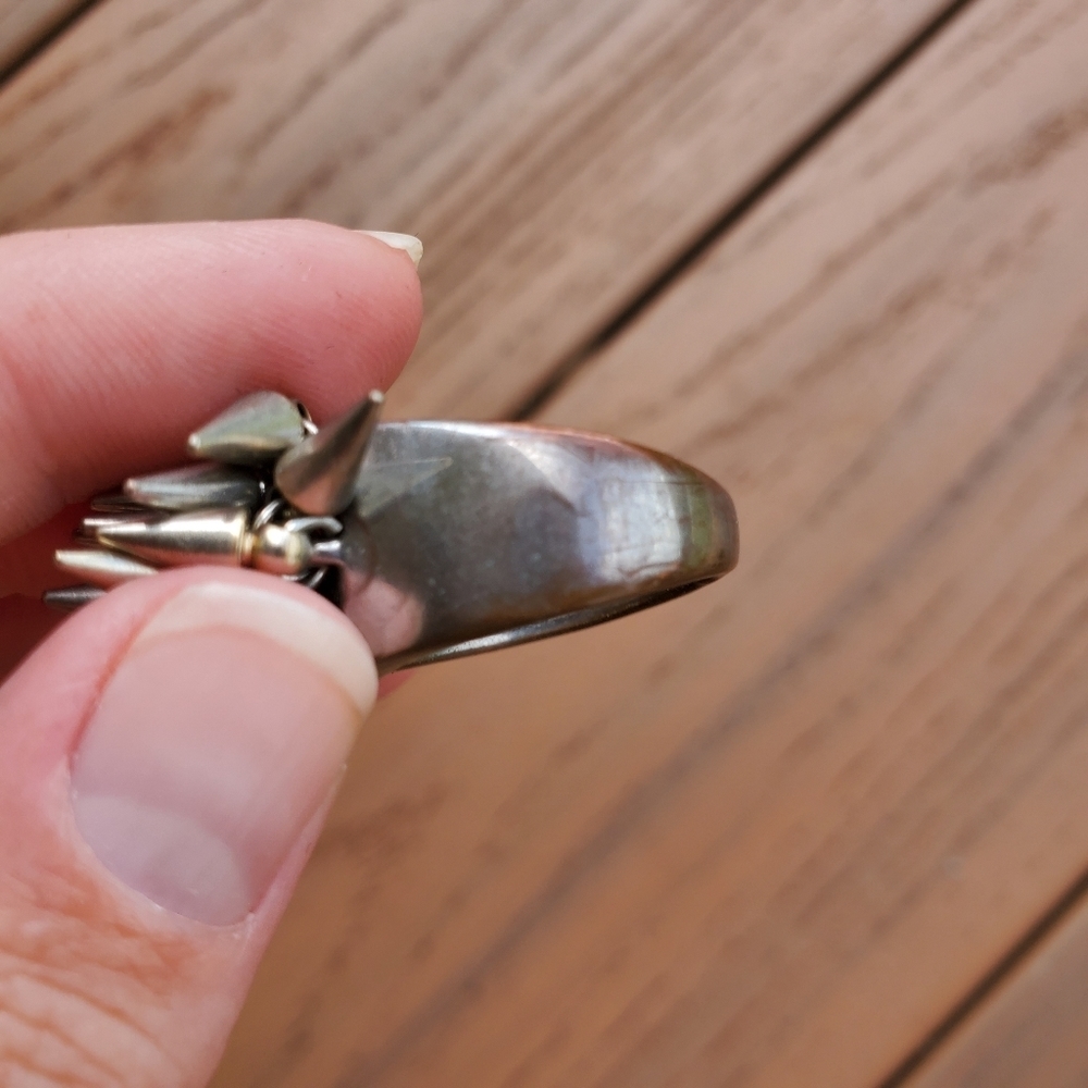 Silver Ring Spikes Studded Statement Ring Goth Stud Biker Boho Everyday Casual 7 - Picture 7 of 8
